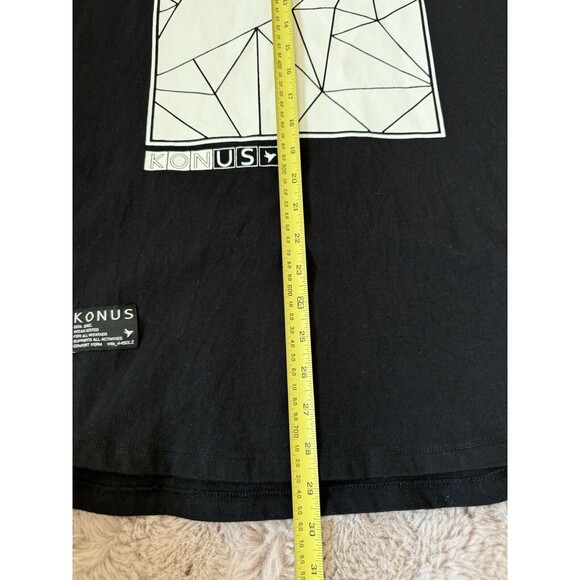 Konus Mens Long Sleeve Pullover Geometric Print Crewneck Black T-shirt Size M - Picture 6 of 8
